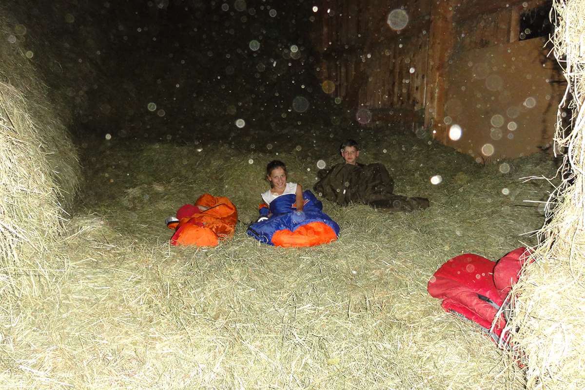 Sleeping in the hay barn
